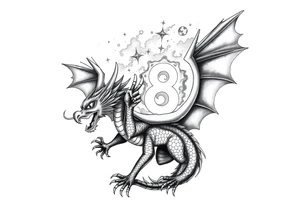 dragon number 8 positive projection, universe, phoenix tattoo idea