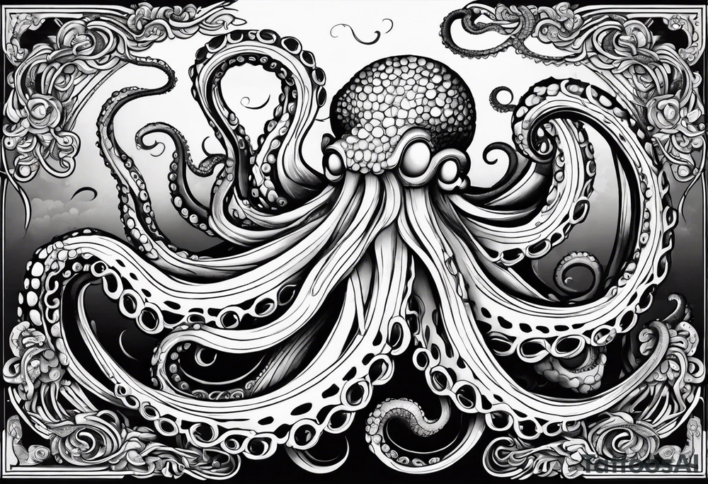 Octopus tentacle long outstretched tattoo idea