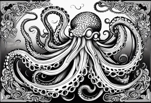 Octopus tentacle long outstretched tattoo idea
