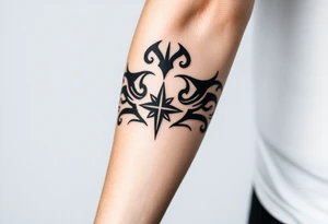 Thick tribal forearm cover up for a thick travel. S***** tattoo that wraps around my whole arm has to be thick. Has to be dark. Has to be nice tattoo idea