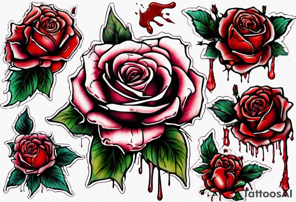 the top of a rose that is bleeding tattoo idea