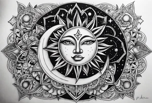 With all my heart and all my soul to the end of the universe To infinity and beyond.  sun and moon tattoo idea