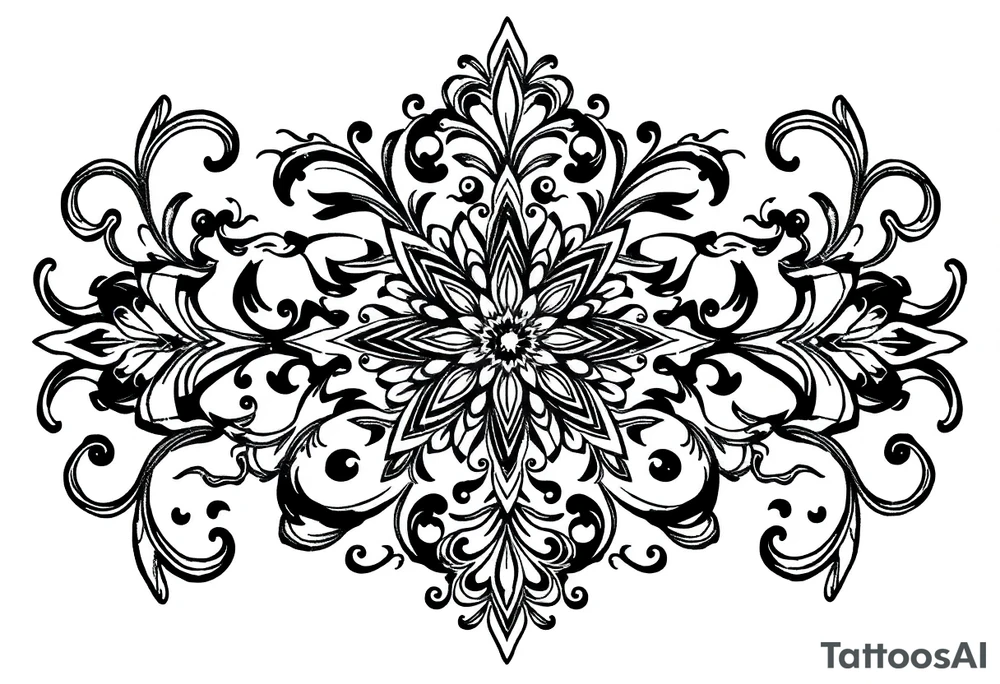 mytical shaman and witch ancient ornament with rhyme tattoo idea