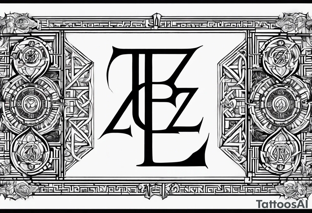 I want to get a tattoo with the letters corresponding to B and Z in the Enochian alphabet. I want the tattoo to mean something that protects me. tattoo idea
