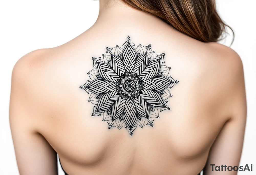 intricate mandala with sacred geometry and cosmic elements tattoo idea