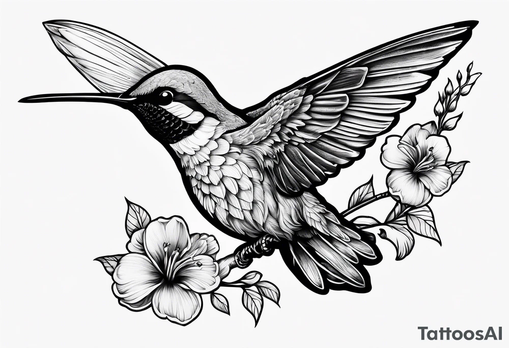 death in a shape of a humming bird tattoo idea