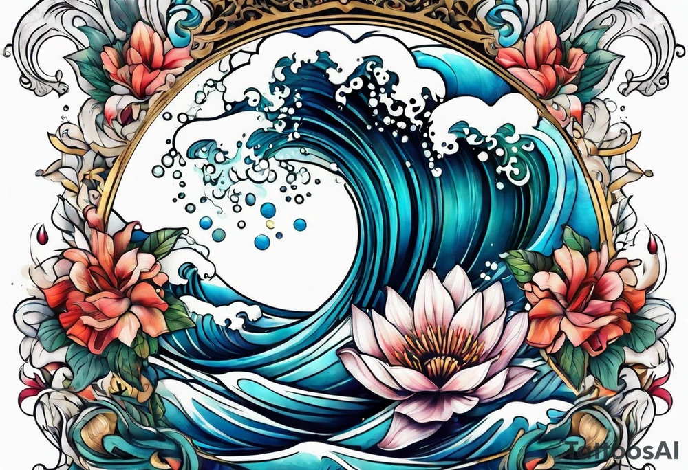 sea, flower tattoo idea