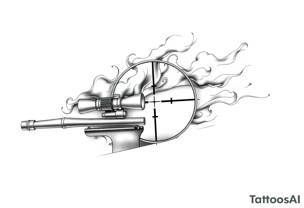 2d sniper crosshairs with smoke in background tattoo idea