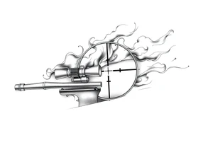 2d sniper crosshairs with smoke in background tattoo idea