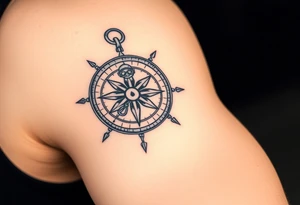 compass with scuba diver tattoo idea