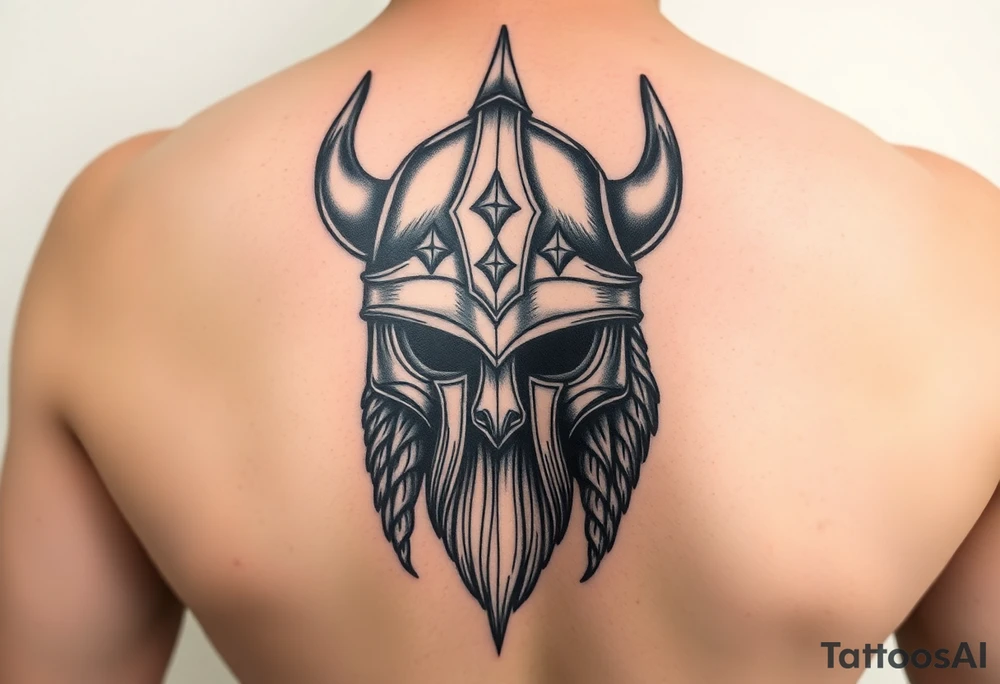 realistic viking helmet with a lot of detail tattoo idea
