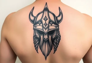 realistic viking helmet with a lot of detail tattoo idea