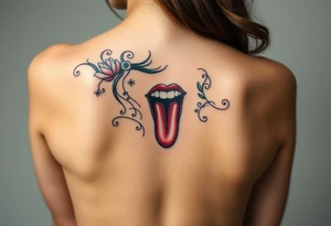 Sensual Woman with her mouth open and tongue sticking out as if drooling tattoo idea