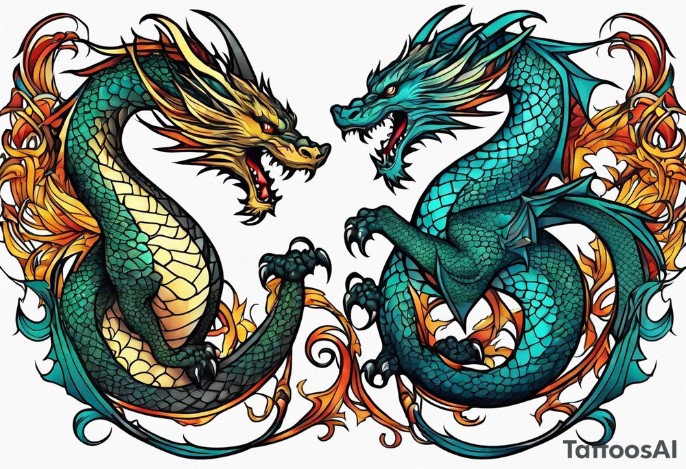 roaring dragons tattoo idea
