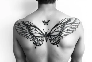 eros and psyche Greek mythology  inspired using angel wings and butterfly wings as core concepts tattoo idea