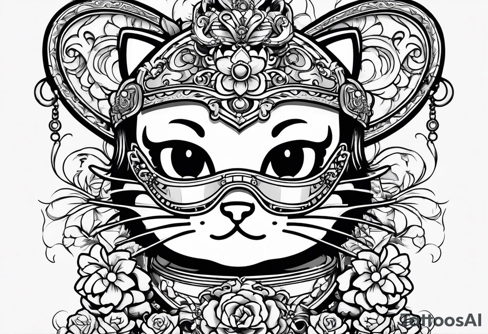 hello kitty with a mask on her face tattoo idea