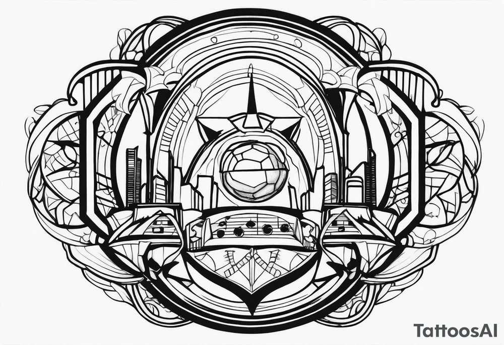 Music, god, art, family, American football tattoo idea