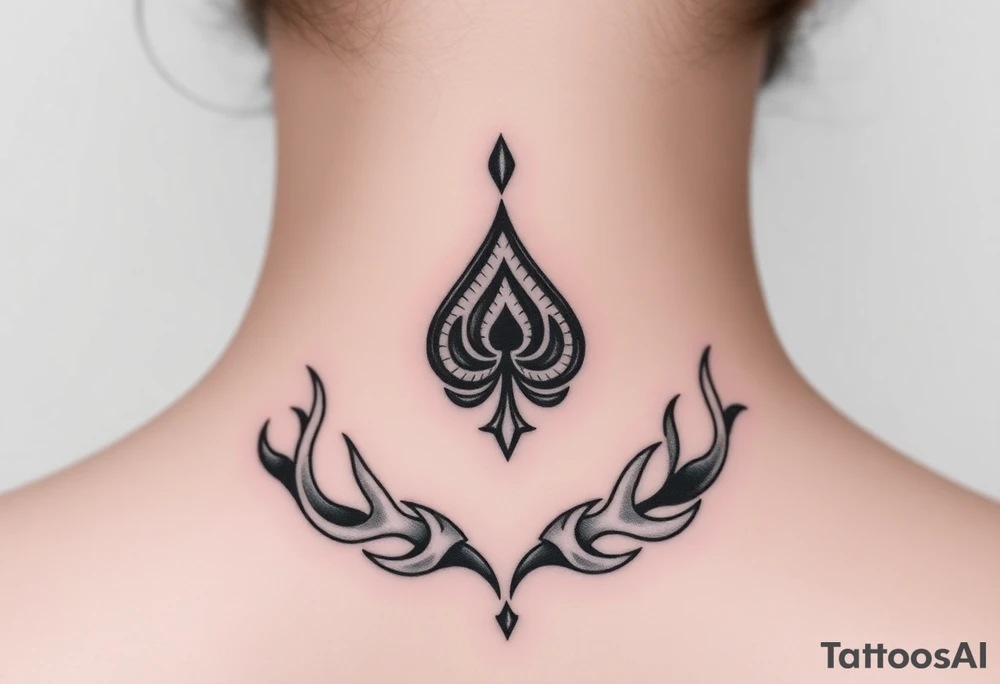 Q of spades surrounded by flames tattoo idea