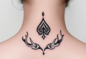 Q of spades surrounded by flames tattoo idea