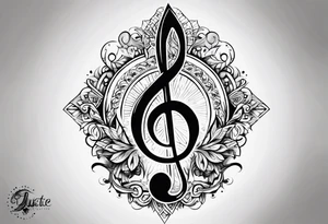 Clef de sol balance justice tattoo idea