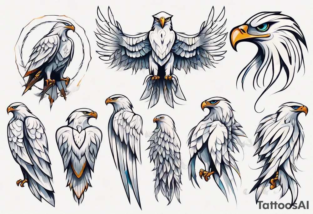 A spirit guide in the form of a white hawk tattoo idea