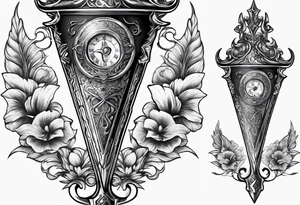 Dagger with Hourglass on hilt and shadow cloak blade tattoo idea