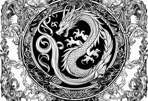 caduceus replace snakes with eastern dragons tattoo idea
