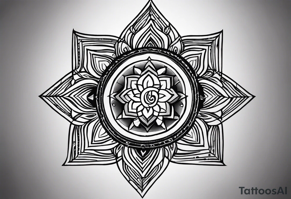 I need a 'om' tattoo on my forearm with black and grey design and less ink with solid lines only. It needs to have three triangles which represent past, present and future. The tattoo should contain stylish modern custom design. tattoo idea