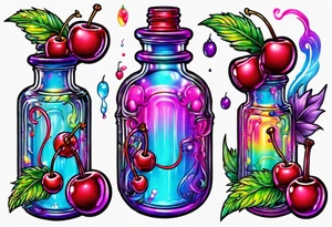 Lisa frank potion bottle with cherries inside tattoo idea