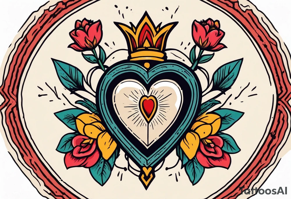 sacred heart vintage traditional tattoo simple sketch old school bold colors with banner christian
sympbol
flowers tattoo idea