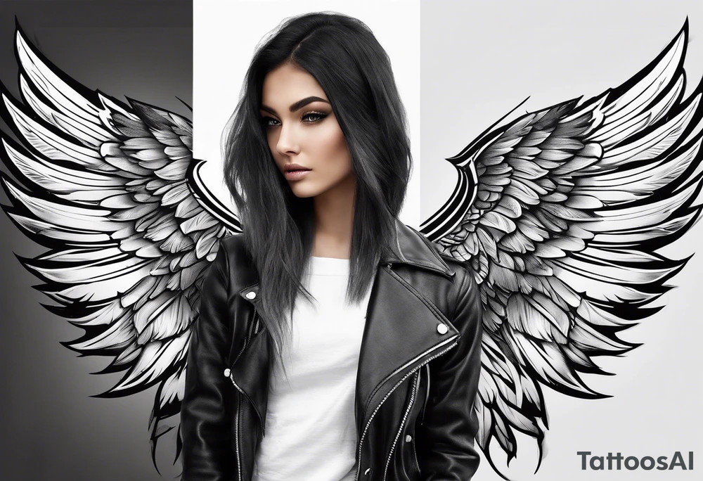Realistic wings with upside down cross between the wings tattoo idea Realistic wings with upside down cross between the wings tattoo idea
