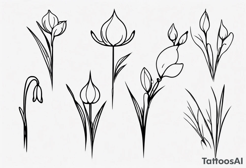 One line snow drop tattoo idea