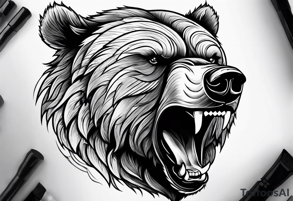 angry bear tattoo idea