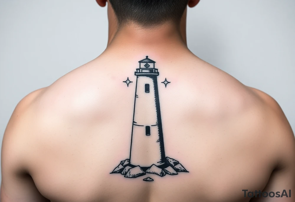 Simple lighthouse with pops tattoo idea