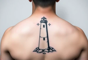 Simple lighthouse with pops tattoo idea