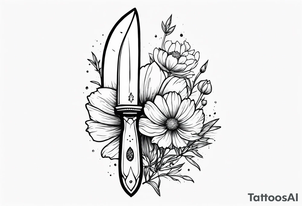knife with cosmos tattoo idea