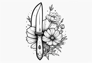 knife with cosmos tattoo idea