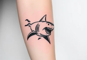 Masculine strong shark flowing forward in water tattoo idea