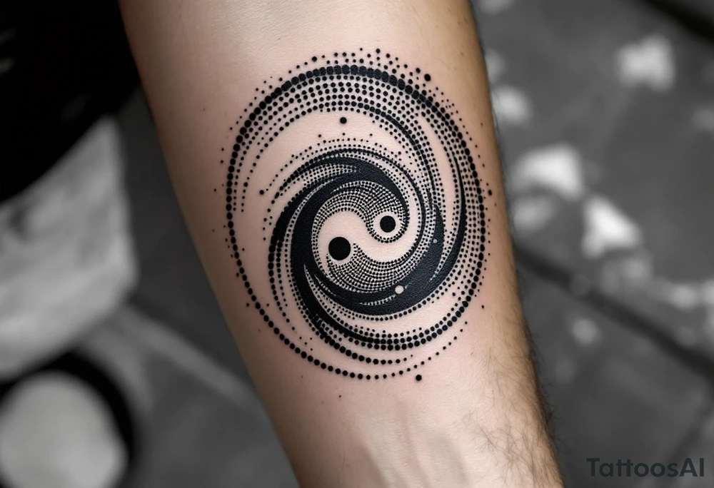 A dual spiral in contrasting black and white, reflecting yin and yang harmony. tattoo idea