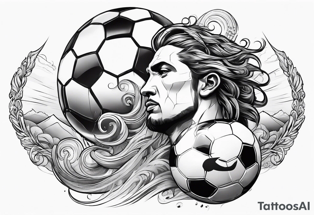 God with soccer and lighting with an ocean tattoo idea