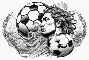 God with soccer and lighting with an ocean tattoo idea