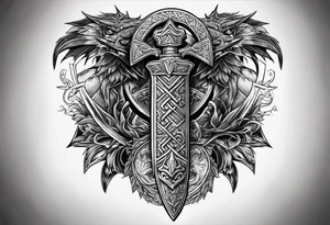Valhalla valknut sword axe Dragon tattoo idea