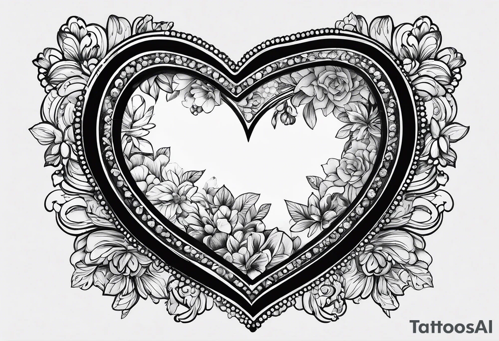 Make me a sketch of a heart that the heart creates makeup products like a blush brush or a mirror tattoo idea