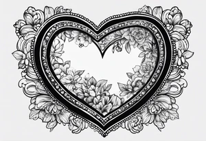 Make me a sketch of a heart that the heart creates makeup products like a blush brush or a mirror tattoo idea