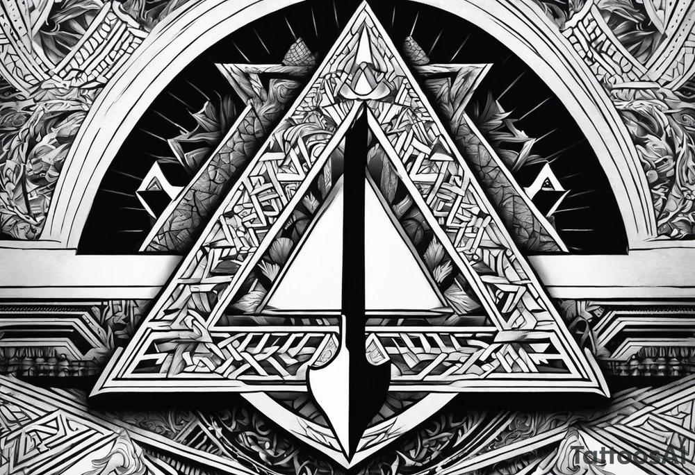 Valhalla sword shield stairs axe Valknut tattoo idea