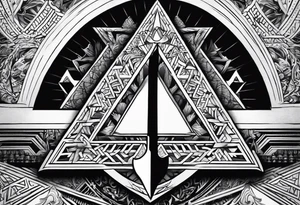 Valhalla sword shield stairs axe Valknut tattoo idea