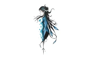 A minimalist tattoo that represents a shattered and betrayed gemini woman who fought hard throughout this year. With colors blue and black. Make it unique and rare. Without leaves and stem. tattoo idea