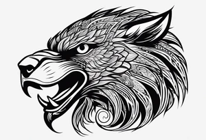 Eagle, Tasmanian devil, black swirl filler, snake, leg sleeve tattoo idea