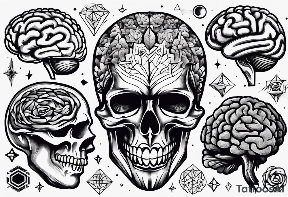 Variety of human brains flash sheet tattoo idea