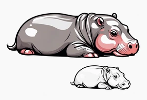 Baby hippo in a swaddle mean tattoo idea